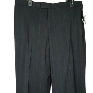 Vintage Norstrom Wool Pants Trousers Black Blue Strip High Waist Pockets NEW USA